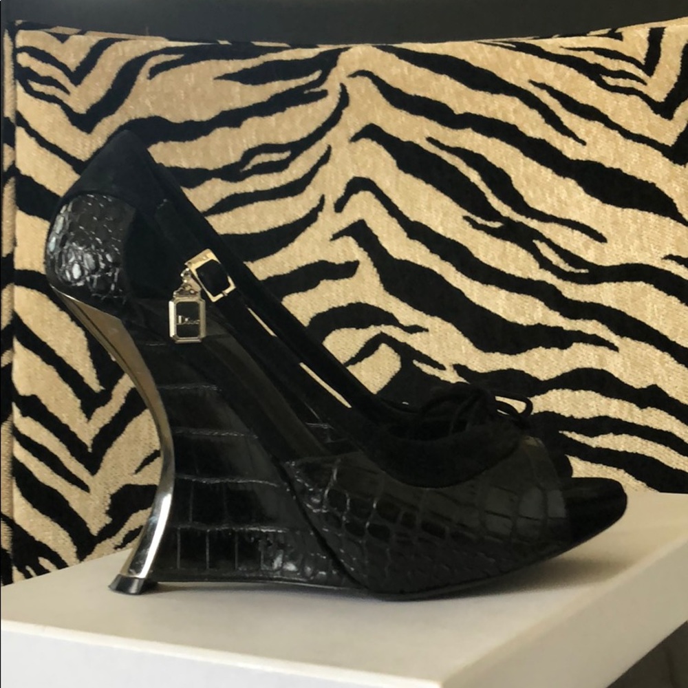 Black & silver Dior Wedges